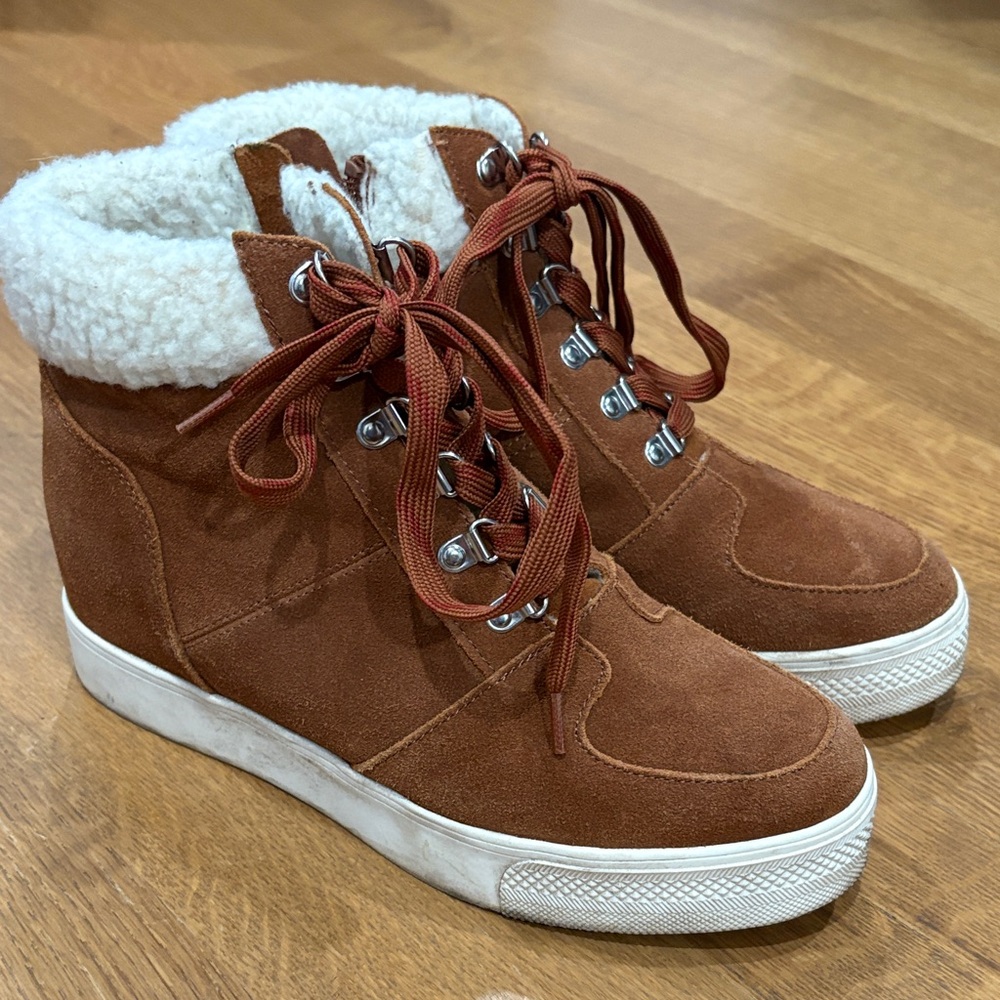 Steve Madden Tan Suede High-Top Sneakers
